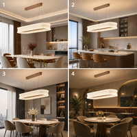 Lustre ovale moderne de luxe en acrylique, gouttes rectangulaires facettées, or brossé, 3 couleurs, 91W, pour salle à manger, îlot de cuisine, 90cm