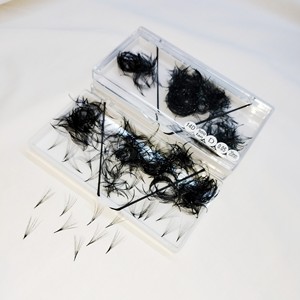 Vente en gros 14D coréen PBT extensions de cils préfabriquées 0.07mm d'épaisseur CC Curl facile modèle 6D avec base pointue étroite thermocollée - Product Image 6