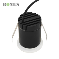 Spot encastré commercial anti-éblouissement 3W noir, mini spot LED COB encastré 1W