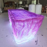 Comptoir de bar en résine transparente personnalisé, table de salle à manger illuminée pour hôtel et villa, table en résine avec éclairage LED, comptoir de bar