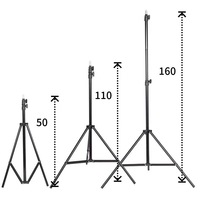Tripod logam 2.1 meter, dengan dudukan lampu pengatur waktu sendiri dan braket termometer untuk fotografi