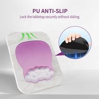 Tapis de souris ergonomique en mousse à mémoire de forme blanc et violet dégradé avec repose-poignet, base antidérapante en gel, pour le jeu et le bureau