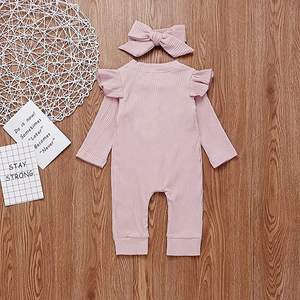 Vêtements pour bébé fille, printemps et automne, nouvelle combinaison à manches longues avec ceinture pour cheveux, combinaison 2 pièces, barboteuses pour nouveau-né - Product Image 3