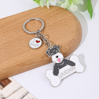 Porte-clés pour animaux de compagnie en acier inoxydable transfrontalier, adorable chien Rottweiler, pendentif en métal Sherry pour sac à dos