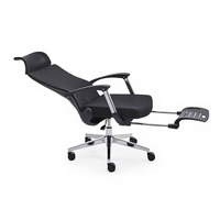 Chaise de bureau exécutive moderne, design ergonomique, hauteur réglable, dossier haut, repose-pieds en maille, accoudoirs pliables, bureau à domicile