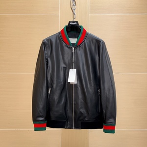Veste en cuir de moto pour homme, style designer Gu cci, vintage, imperméable, coupe-vent, décontractée, sur mesure et de luxe. - Product Image 1