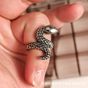 <b>Titanium</b> Steel Snake <b>Ring</b> Unisex Punk Style Animal Jewelry Gift SA299 - Product Image 4