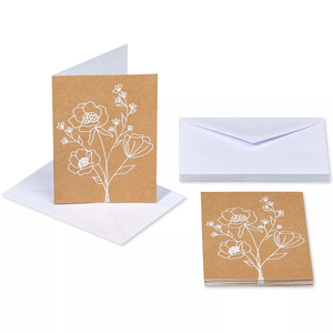 Venta al por mayor en blanco todas las ocasiones papel Kraft floral <span class=keywords><strong>tarjeta</strong></span> de felicitación para cumpleaños boda Baby Shower gracias tarjetas postales - Product Image 2