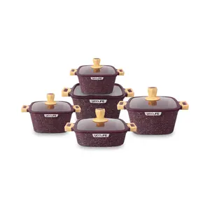 UCCLIFE KITCHEN POT SETS 8PCS SQUARE NON STICK COOKWARE SET