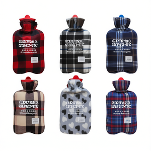 Elastic Fit Hot Water Bottle Large Size Plaid Pattern Mixed Colors 6 Pack - Product Image 1
