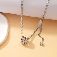 Collier tendance en acier inoxydable de luxe coréen, sans ternissement, avec pendentifs et breloques à pompons, plaqué or 18 carats, bijoux de mode pour femmes