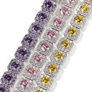Full Diamond Bracelet With <b>Personalized</b> Copper Inlaid Zircon Couple Bracelet Colorful Rock Sugar Flip Clasp Bracelet Unisex - Product Image 5