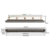 RJ45 1U Rack Mount OEM/ODM 24 Port CAT6 UTP Steel Patch Panel 19 Inci Kabinet Jaringan Gigabit Network Switch Serat Optik