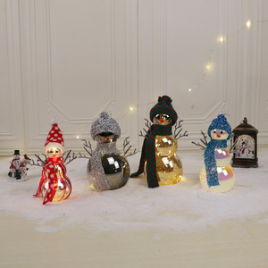 Giáng sinh kính figurine làng trang trí 2025 New giáng sinh các mặt hàng trắng LED thắp sáng và hoạt hình giáng sinh Snowman - Product Image 6