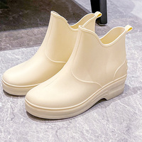 Chaussures imperméables à plateforme haute pour femmes en PVC au design simple et tendance, antidérapantes, bottes de pluie pour toutes les saisons