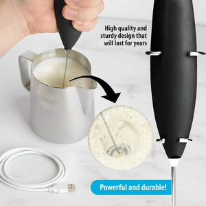 Mousseur à lait électrique portatif automatique rechargeable par USB en acier inoxydable et plastique, personnalisé en usine, avec support - Product Image 2