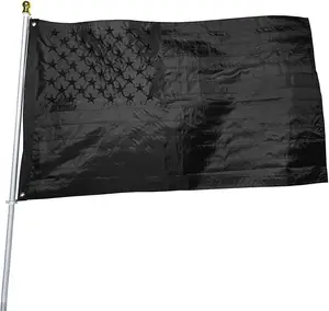 3x5 Unite State of America embroidered black flag embroidered stars High quality USA flags