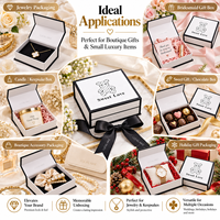 Boîte à bijoux magnétique personnalisée, boîtes cadeaux rigides blanches de luxe, petites boîtes à charnière, vente en gros, logo, collier, bague, boucles d'oreilles, souvenirs