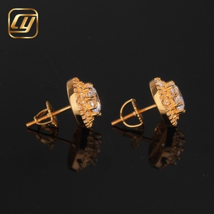 Boucles d'oreilles clous en moissanite, taille brillant rond, sertissage clos, plaqué or 18 carats, or rose, bijoux de luxe pour femme, pour mariage - Product Image 3