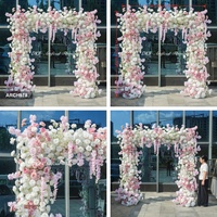 DKB Hersteller Maßgefertigter 8*8ft Rosa und Weißer Quadratischer Künstlicher Blumenbogen für Hochzeiten und Firmenveranstaltungen Vermietungsgeschäft