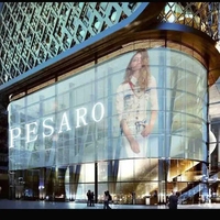 Film LED transparent flexible ultra-fin invisible personnalisé pour affichage sur vitrine de centre commercial, publicité de vente au détail