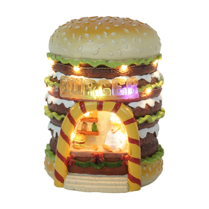 Décoration de Noël Animée Créative et Amusante en Résine LED en Forme de Burger, Personnalisable avec 8 Mélodies Musicales, Idéale pour Cadeaux d'Intérieur - Product Image 1