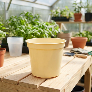 Mini pot de fleurs classique en plastique PP jaune pour la maison et le jardin 9x7cm pour plantes vertes - Product Image 3