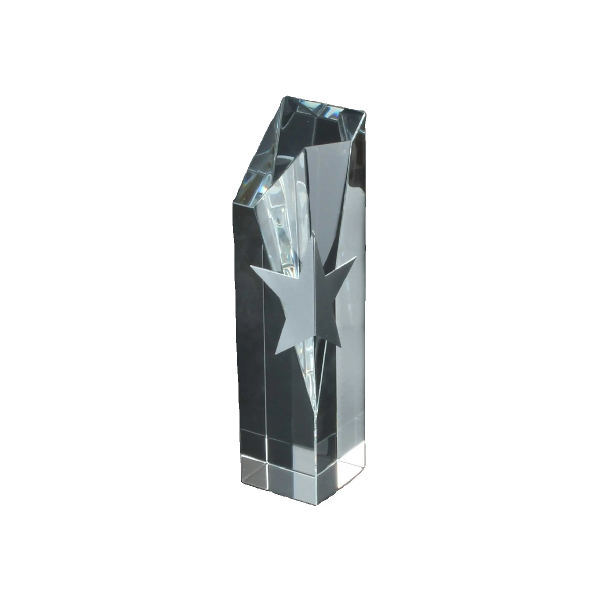 2023 Novo design Gold metal Star óptico Cristal troféu prêmio personalizado K9 cristal troféu Pujiang