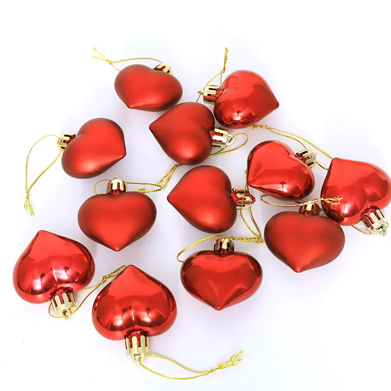 New electroplated color love Christmas pendant 5cm 12pcs special shaped Christmas ball bright matte decorative accessories
