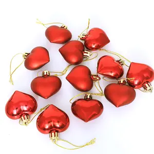 New Electroplated Color Love Christmas Pendant 5cm 12pcs Special Shaped Christmas Ball Bright Matte Decorative Accessories