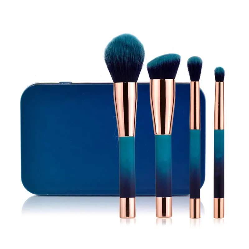 FYD Cheaper Sample 4pcs Blue Soft Hair Professional Makeup Brush Set For Women