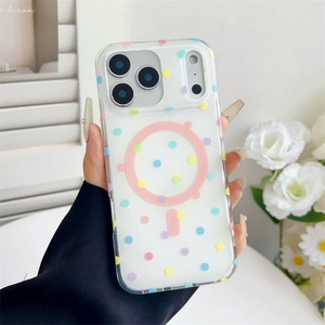 Funda Magnética Antigolpes con Diseño de Corazones y Puntos para iPhone 16 Pro Max, 17 Air, 12, 13, 14, 15, 16 Plus, en Colores Pastel - Product Image 2