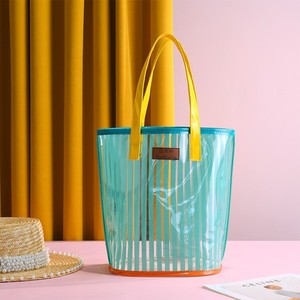 カスタム<span class=keywords><strong>PVC</strong></span>ゼリーバッグポータブル大容量スイミングストレージ透明ビーチショッピングバッグ