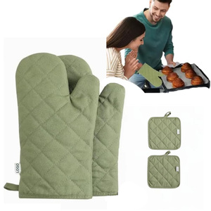 Ensemble de gants de <span class=keywords><strong>four</strong></span> personnalisés avec logo, résistants à la chaleur, en coton épais, <span class=keywords><strong>pour</strong></span> la cuisine, le barbecue, la cuisson et la préparation des aliments - Product Image 1