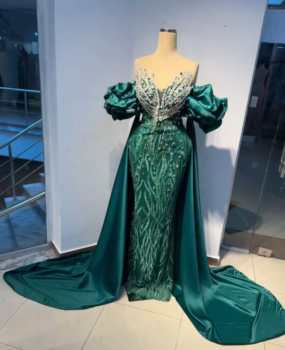 formal dress dark green