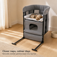 USMILEPET Lit pour animaux de compagnie à côté du lit, Nid pour chat, Lit pour petit chien avec tube en aluminium, Nid pour chat à côté du lit