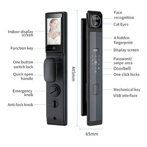 Cerradura Inteligente para Puerta QLEUNG S940max con Reconocimiento Facial 3D, Huella Dactilar, WiFi, Videoportero, Aleación de Aluminio Negro - Product Image 3