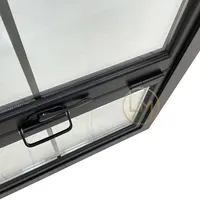 ขายส่งเชิงพาณิชย์สีดำแนวตั้งขึ้นสองพับหน้าต่างกระจกอลูมิเนียมพับหน้าต่าง