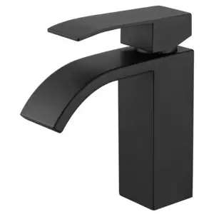 Cross basin faucet waterfall hot and cold mixed water put single hole bathroom bathroom black electrophoresis faucet