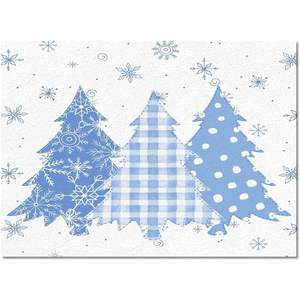 Tapis de Noël pastoral bleu avec arbres de Noël d'hiver 3D flocons de neige tapis antidérapant pour chambre salon décor à la maison en Stock - Product Image 3