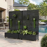 Paravent mobile moderne en acier galvanisé antirouille avec jardinière intégrée et roulettes pour jardin extérieur