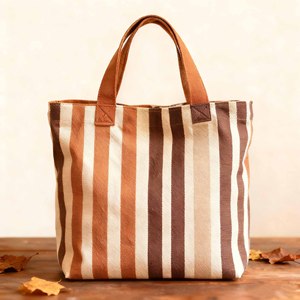 Custom Simple Striped <b>Bag</b> <b>Large</b> Capacity Vintage Striped Printed Pattern <b>Canvas</b> Shopping Tote Striped <b>Canvas</b> <b>Bag</b> - Product Image 4