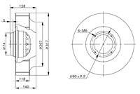XH310FLW5 AC-Serie 380V 1400U/min 110W IP44 Kugellager FLW Rückwärts Gekrümmter Radialventilator mit Aluminiumlegierungsflügeln OEM