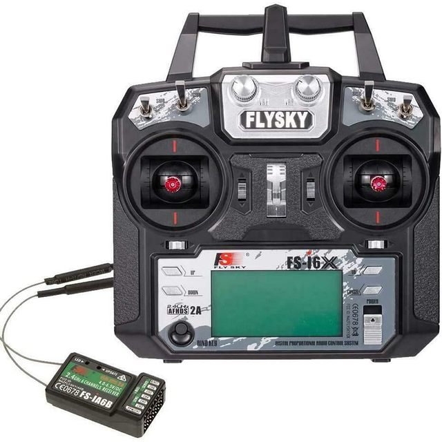 FLYSKY FS-i6X 10CH 2.4GHz Plastic RC Transmitter Controller with FS-iA6B Receiver Upgrade Cable for Boat Racing Drone (Mode_2)