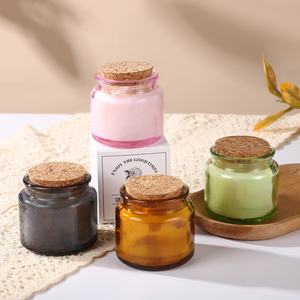Nuevo Envase de Vidrio Transparente, Ámbar, Rosa y Verde de 4oz/100ml, Resistente al Calor, para Velas, <span class=keywords><strong>con</strong></span> Tapón de Corcho de Madera - Product Image 1