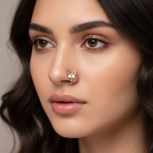 Clip de <span class=keywords><strong>nez</strong></span> / Piercing de <span class=keywords><strong>nez</strong></span> en acier inoxydable 316L HGC, série papillon creux, motif zircon cubique, bijoux de piercing - Product Image 5