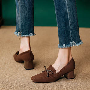 Scarpe con <span class=keywords><strong>Tacco</strong></span> Quadrato e Lacci, Nuova Collezione Autunno-Inverno 2025, Stile Britannico Retrò Marrone con <span class=keywords><strong>Tacco</strong></span> Spesso - Product Image 3