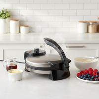 Machine à crêpes et roti électrique double face chauffante, plaque de cuisson électrique antiadhésive pour le petit-déjeuner à la maison