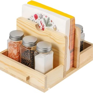 Soporte de madera para pañuelos, estante de almacenamiento multiusos rectangular para escritorio, sala de estar, cocina, organizador de encimera - Product Image 2