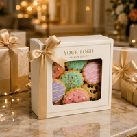 Boîte en papier kraft pliable personnalisée avec fenêtre transparente en PVC, emballage en carton avec fenêtre en papier coloré